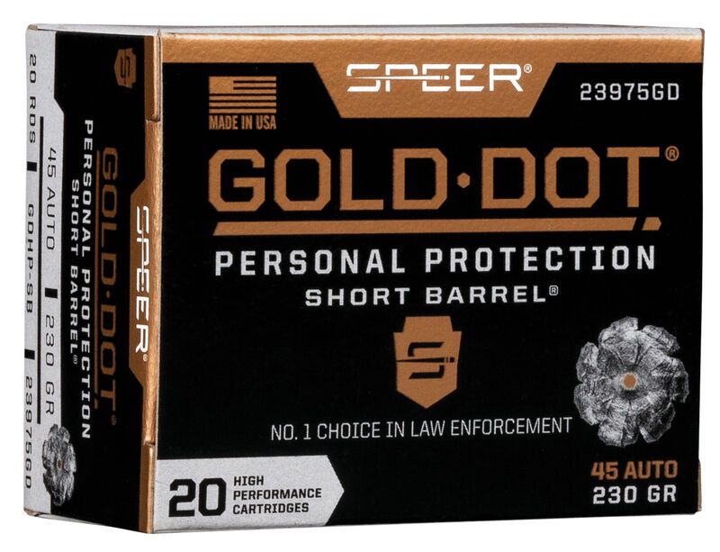 Speer .45 ACP Gold Dot Short Barrel 14,9 g / 230 grsSpeer .45 ACP Gold Dot Short Barrel 14,9 g / 230 grs