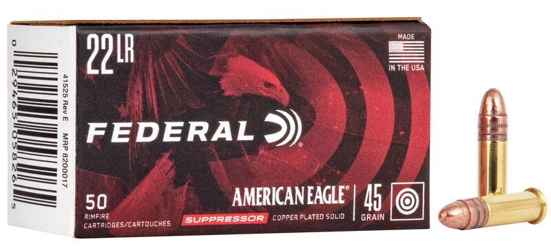 Federal 22 LR American Eagle Suppressor copper plated
