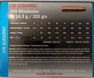 308 Win LFB Subsonic