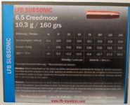 Náboj LFB 6,5 Creedmoor Subsonic