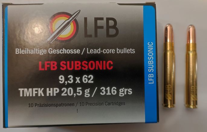 Náboj LFB 9,3x62 Subsonic 