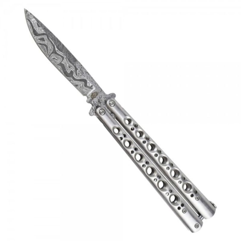 Nůž SCK Balisong Damask silver motýlek