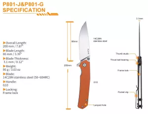 Nůž Ruike P801 J oranžový