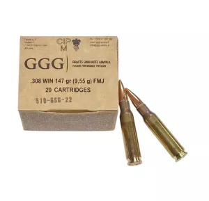 Náboj GGG 308 Win FMJ 9,55 g / 147gr