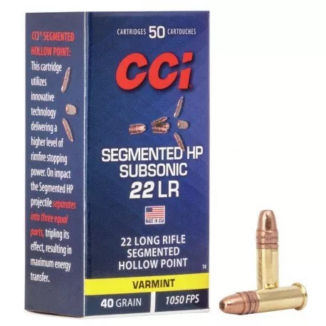 Malorážkový náboj CCI 22 LR Subsonic Segmented HP 2,59 g / 40 gr