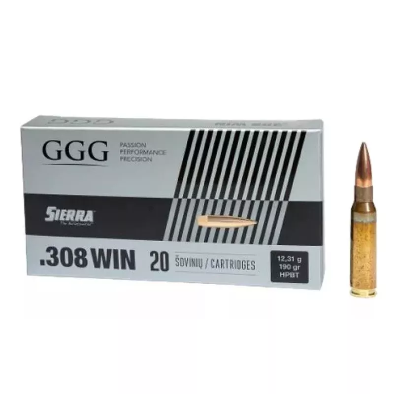 Kulový náboj GGG 308 Win Sierra HPBT 12,31 g / 190 gr