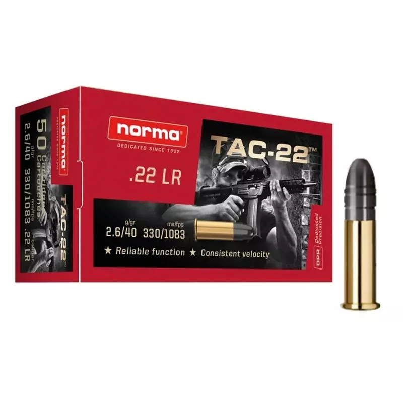 Malorážkový náboj Norma 22 LR Tac-22 2,6 g / 40 gr