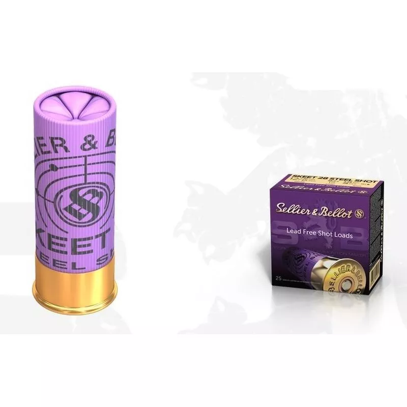 Brokový náboj Sellier & Bellot 12/70 Skeet 28 Steel Shot, brok 2,29 mm