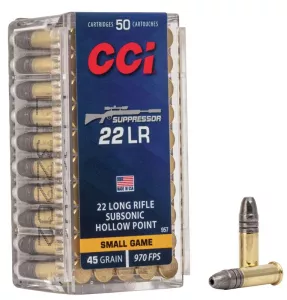 Malorážkový náboj CCI Suppressor Subsonic HP 2,92 g / 45 gr