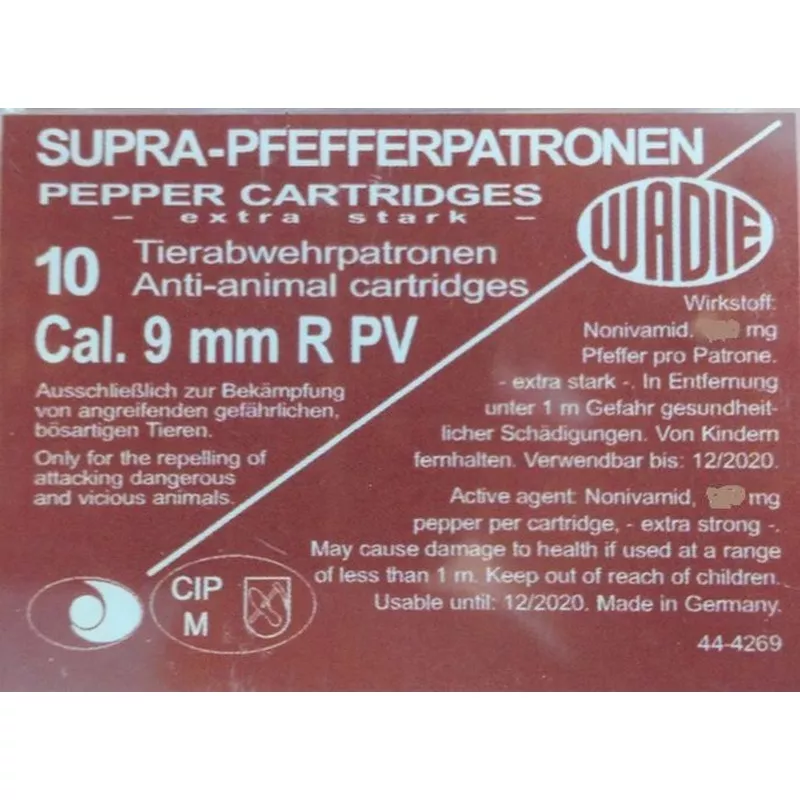Plynový náboj Wadie 9 mm R Supra Pepper