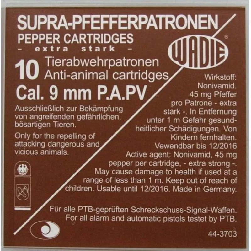 Plynový náboj Wadie 9 PA PV Super Pepř