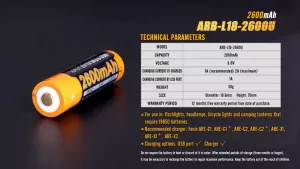 USB nabíjecí baterie Fenix ARB-L18-2600U 18650 2600 mAh Fenix ARB-L18-2600U 18650 2600 mAh