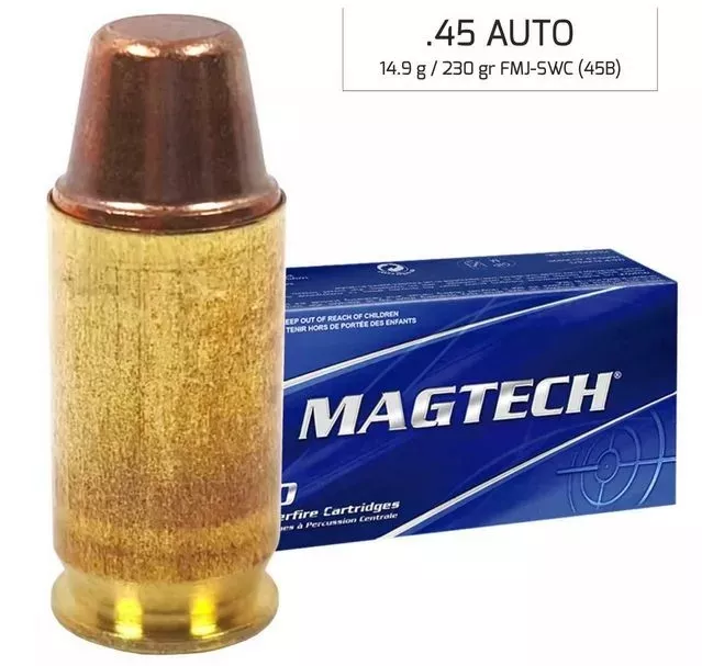 Pistolový náboj Magtech 45 ACP FMJ-SWC 14,9 g / 230 gr