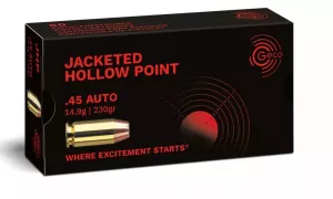 Pistolový náboj Geco 45 Auto JHP 14,9 g / 230 gr
