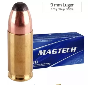 Pisolový náboj Magtech 9 mm Luger JSP Flat 8,03 g / 124 gr