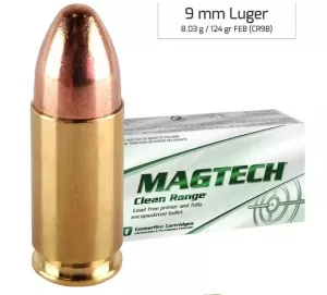 Pistolový náboj Magtech 9 mm Luger FEB Clean Range 8,03 g / 124 gr