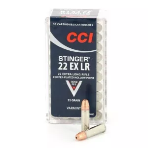 Malorážkový náboj  22 LR CCI Stinger CP HP 2,07 g / 32 gr