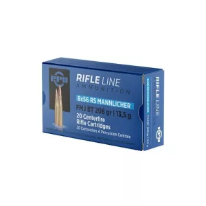 Kulový náboj PPU 8x56 RS Mannlicher FMJ BT 13,5 g / 208 gr