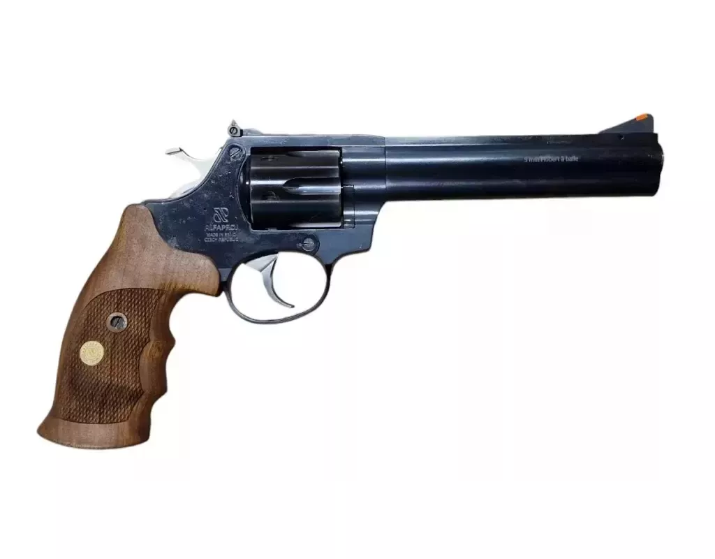 Revolver flobert Alfa 9961 6" 9 mm Flobert - černěný, černý válec, dřevěné střenky