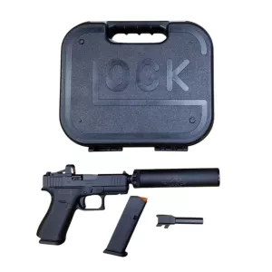 Pistole Glock 43X 9 mm Luger + kolimátor + tlumič - KOMISE